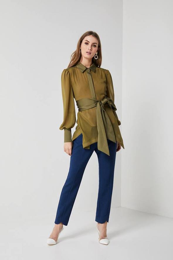 Sheer Khaki Blouse-Elliatt-Decades Blouse
