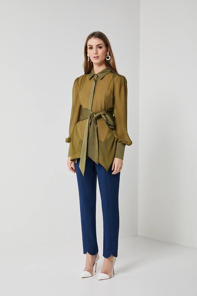 Sheer Khaki Blouse-Elliatt-Decades Blouse