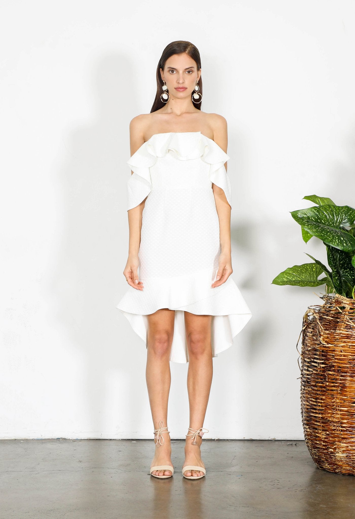 White Dress-Shilla-Element Off Shoulder Dress White