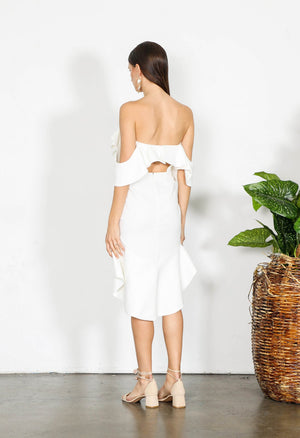 White Dress-Shilla-Element Off Shoulder Dress White