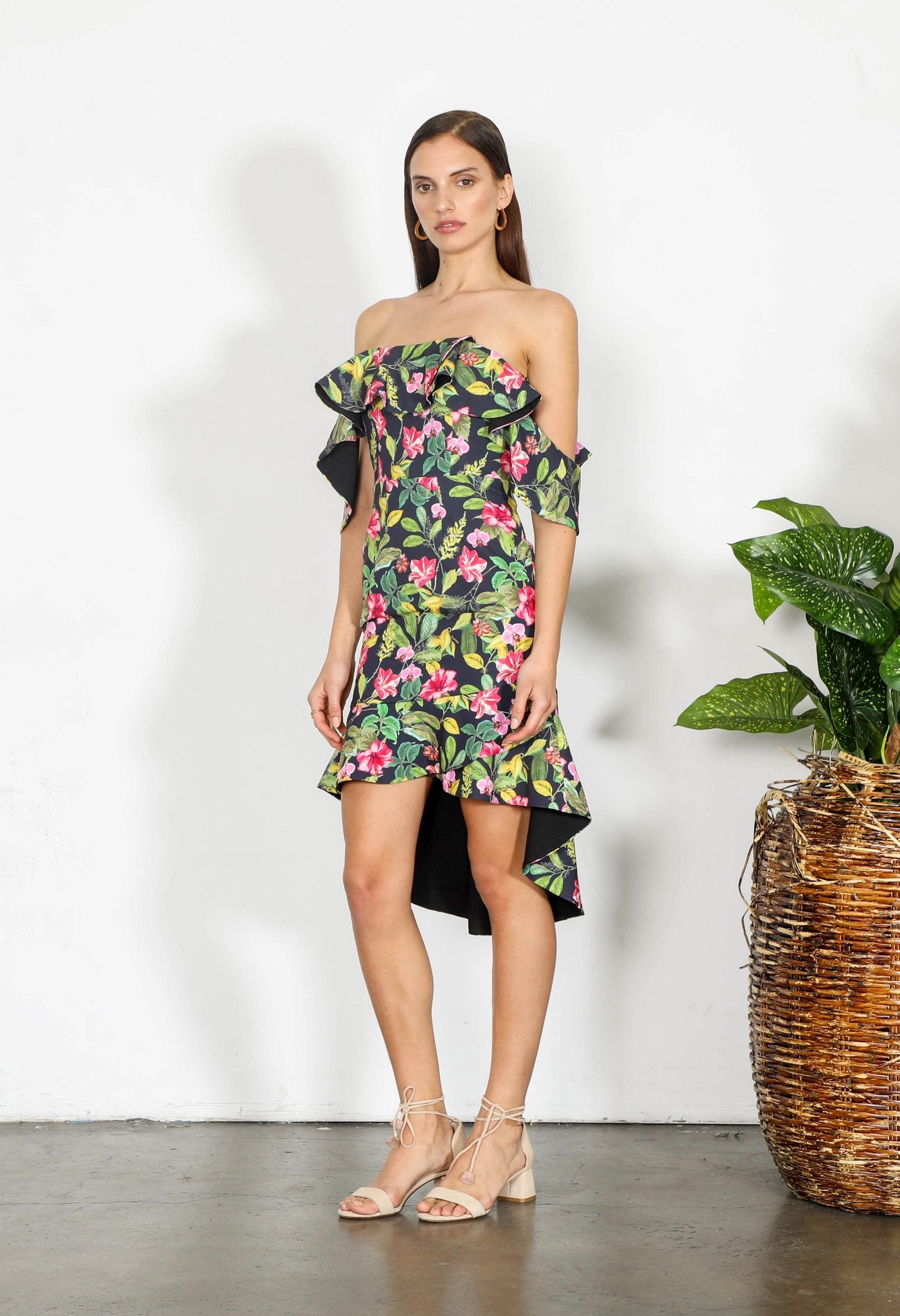 Floral Bodycon Dress-Shilla-Elements Off the Shoulder Dress