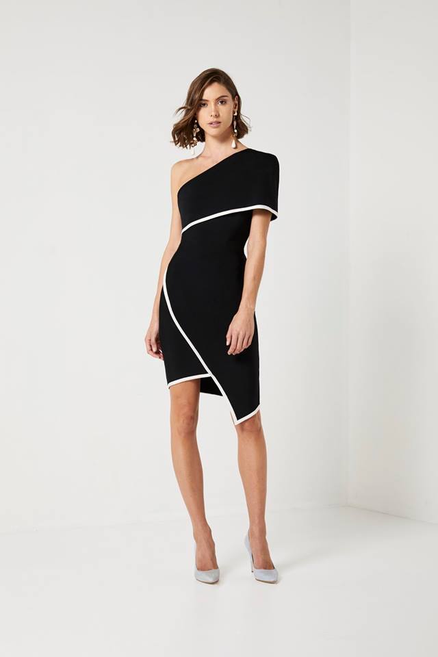 Ladies Black Black and White Dress-Elliatt-Emily Dress