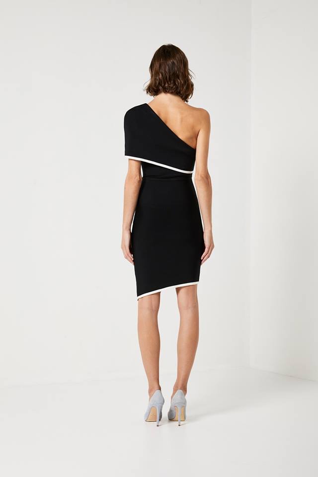 Ladies Black Black and White Dress-Elliatt-Emily Dress