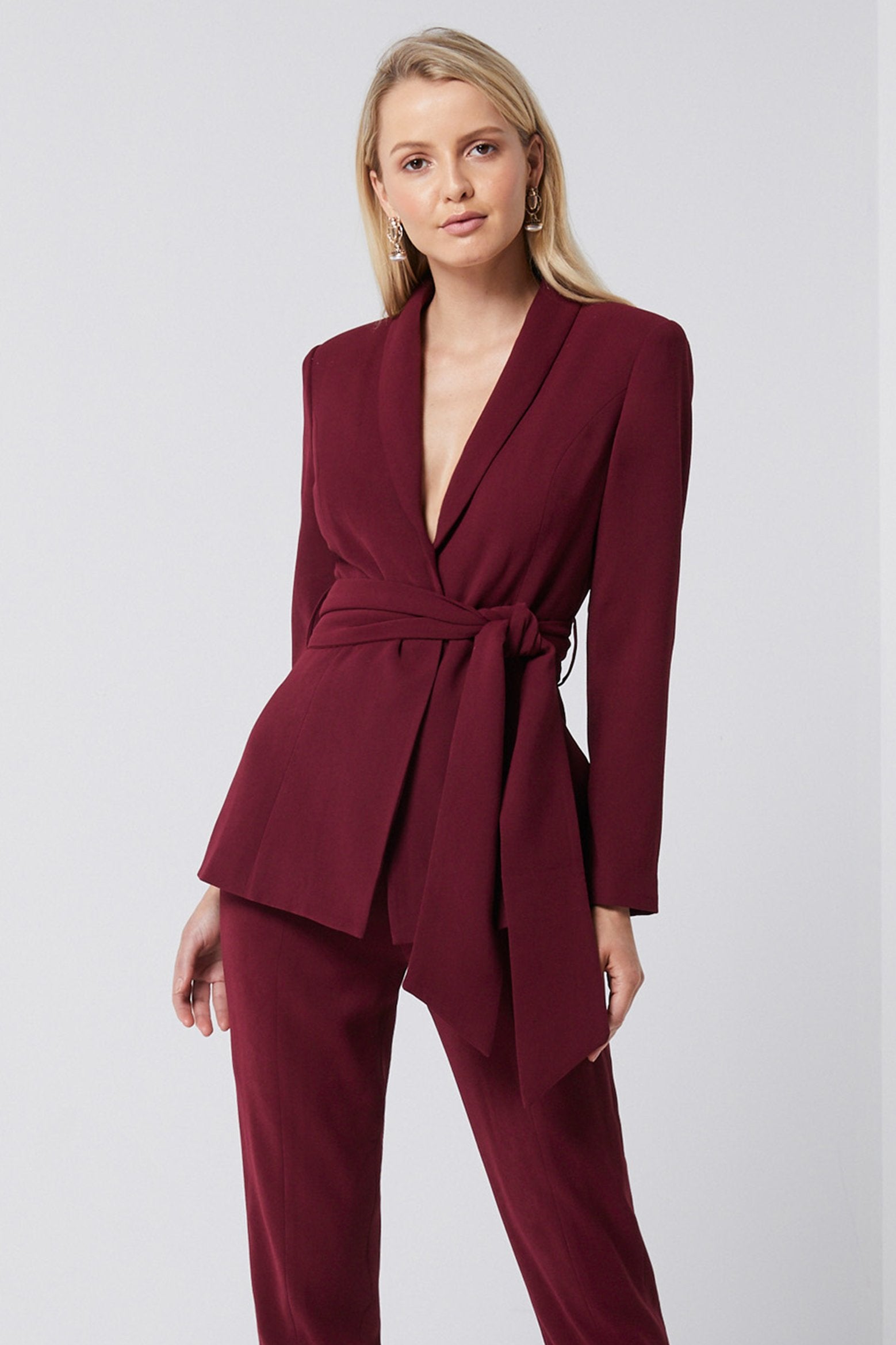 Ladies belted blazer Wine-Elliatt-Frances Blazer