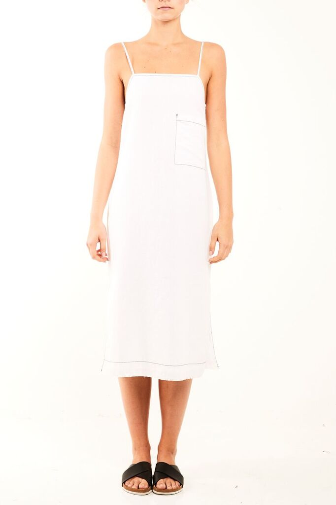 Ladies white linen Dress-Nude Lucy-Grace Contrast Stitch Dress - Gigi & Co Ladies white linen Dress-Nude Lucy-Grace Contrast Stitch Dress - Gigi & Co