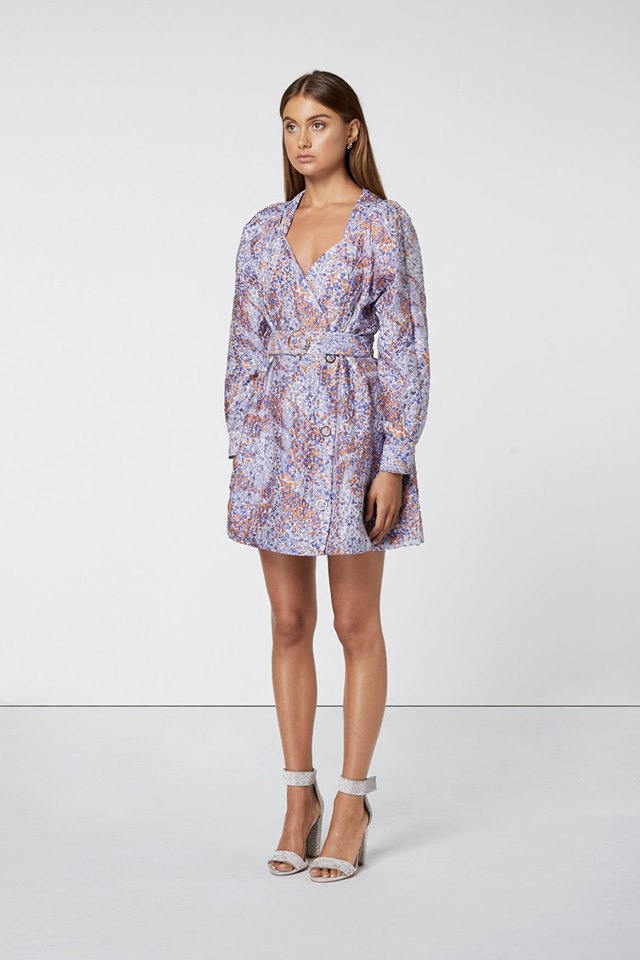 Ladies Printed long Sleeve mini-Elliatt-Halcyon Dress