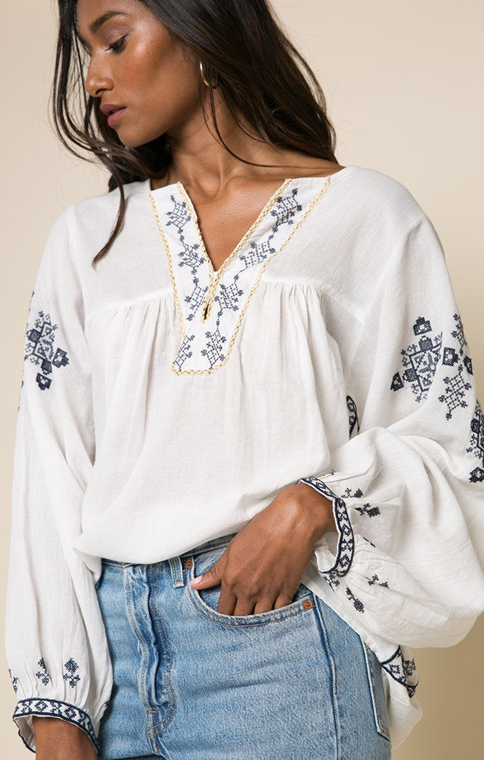 White Blouse with Embroidery-Raga-Imani Blouse