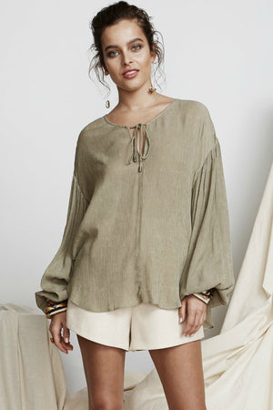 Womens Top - PS The Label - Initiation Blouse - Khaki