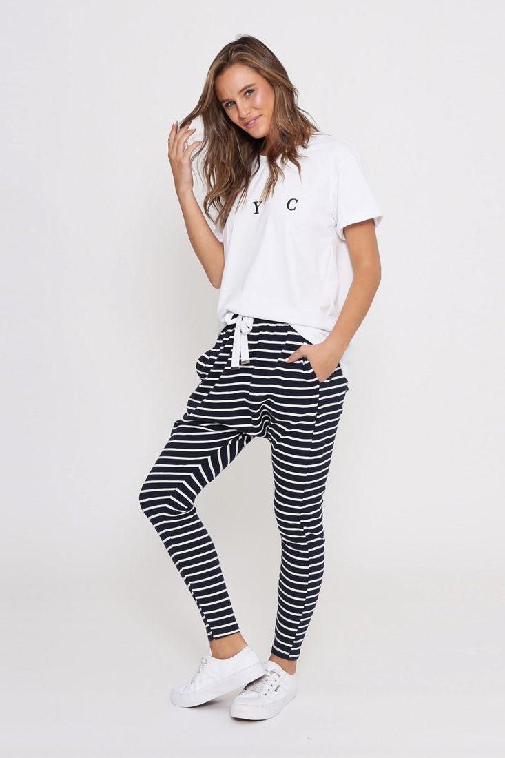 Leoni-Jordan Jogger Navy Stripe