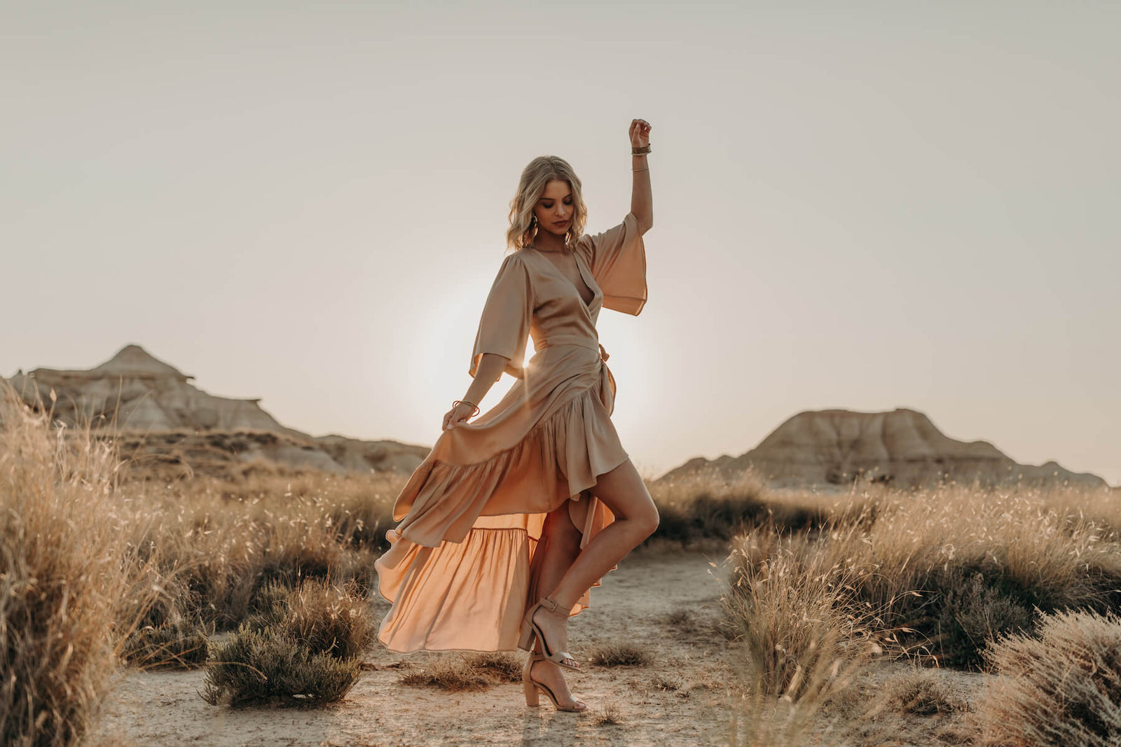 Wrap Dress-Lylou-Alma Dress - Pink Clay