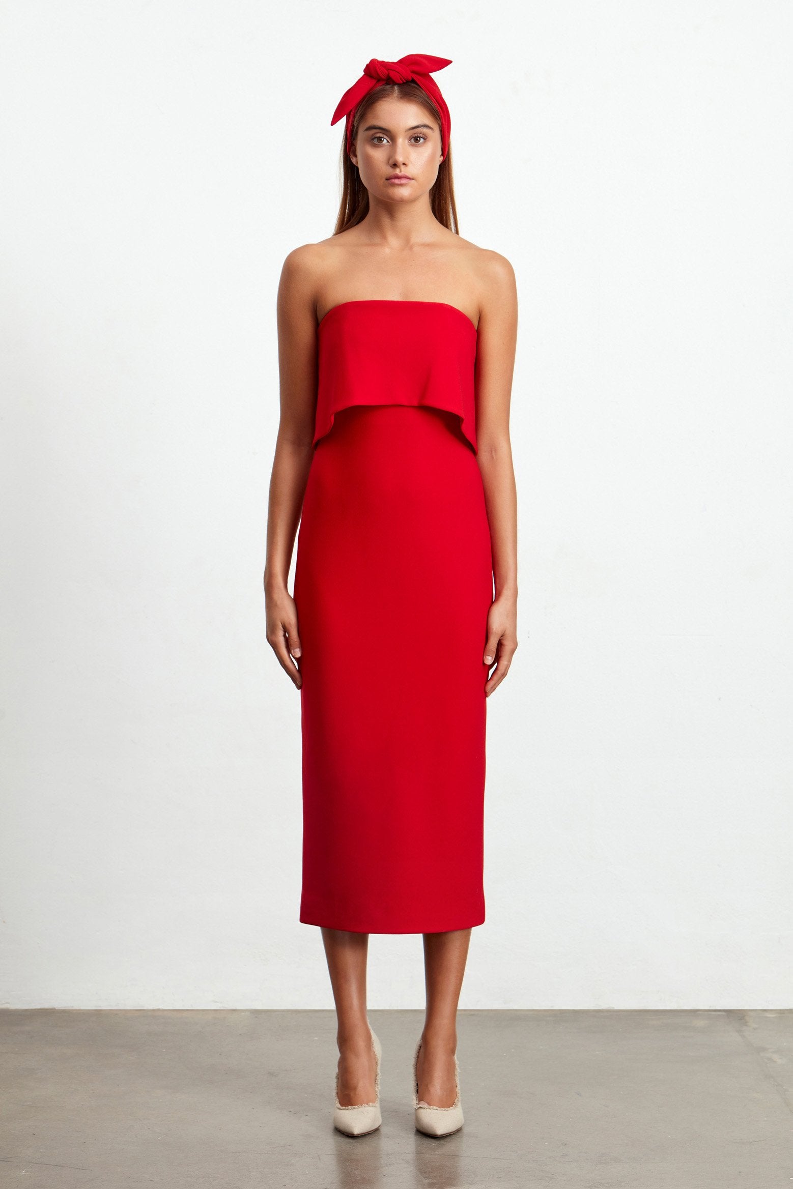 Ladies Red Midi Dress -Elliatt-Marino Dress