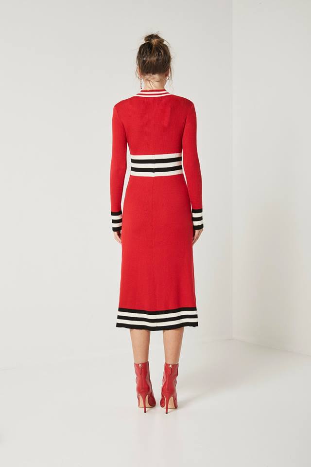 Ladies knit Red Dress-Elliatt-Nectar Dress