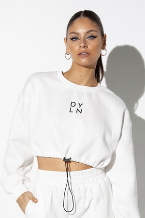 By.Dyln Crop-Ollie Cropped Sweater - White