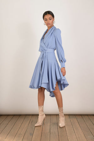 Ladies Blue Wrap Dress-Elliatt-Peridot Wrap Dress