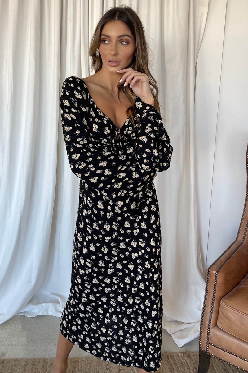 Floral Dress-Sundays the label-Fleur Dress - Black Daisy