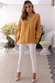 Ladies Cable Knit-Sundays the label-Que Knit Mustard