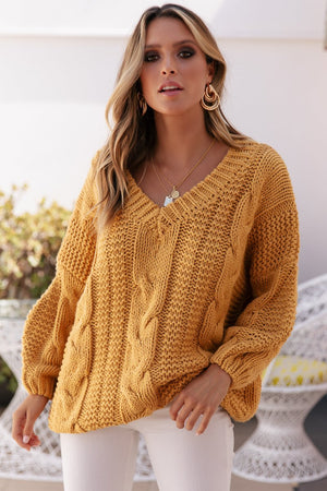 Ladies Cable Knit-Sundays the label-Que Knit Mustard