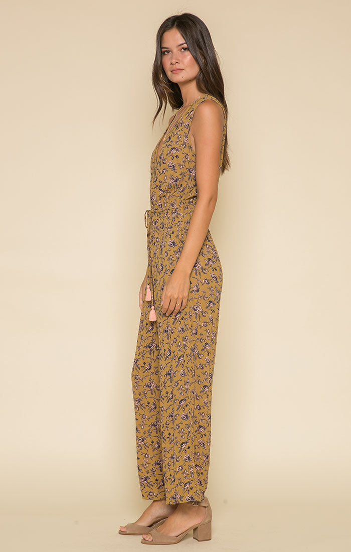 Mustard Floral Jumpsuit-Raga-Sophia Jumpsuit