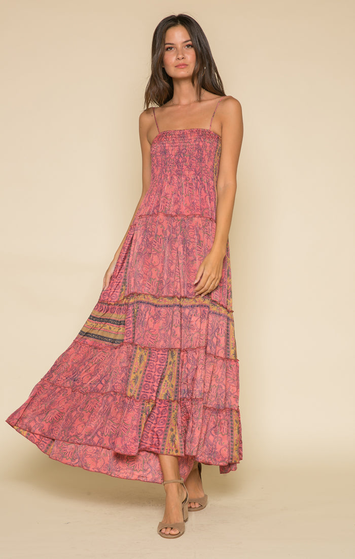 Pink floral Maxi-Raga-Passion Struck Smocked Maxi