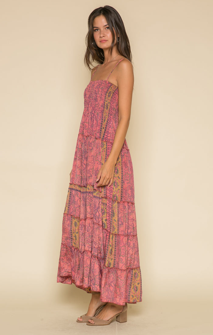 Pink floral Maxi-Raga-Passion Struck Smocked Maxi
