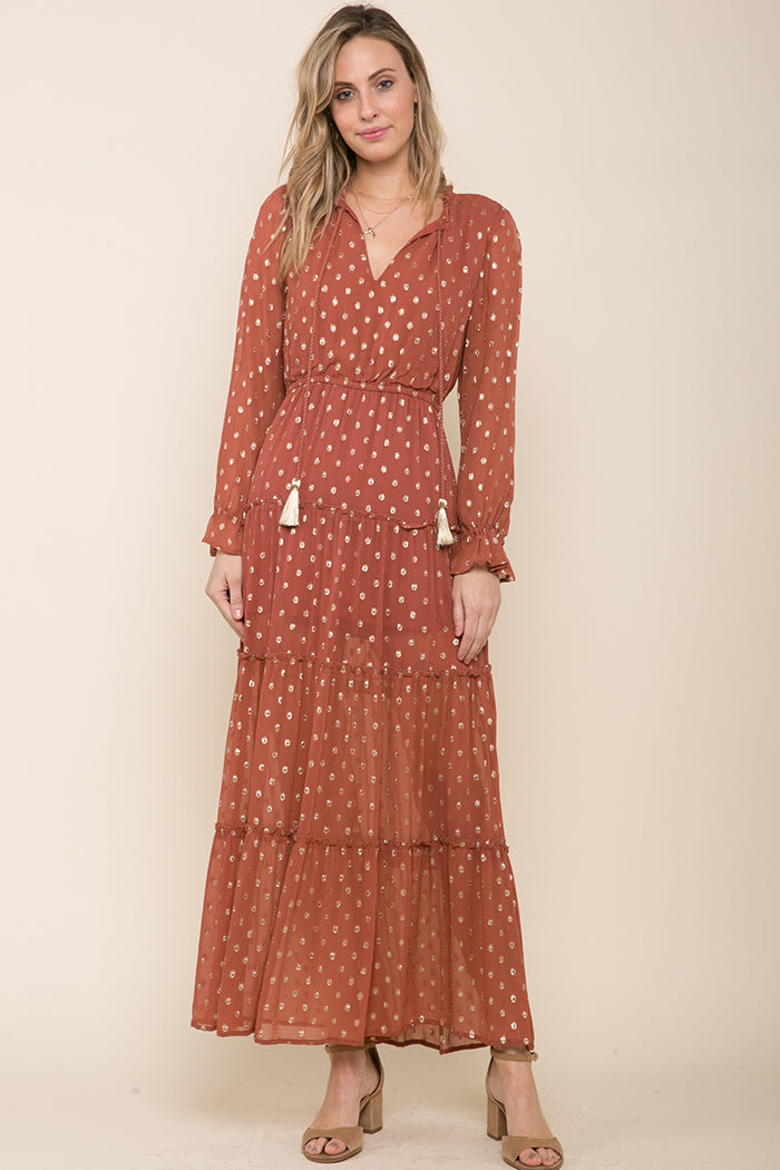 Long sleeve Maxi-Raga-Elle Tiered Maxi