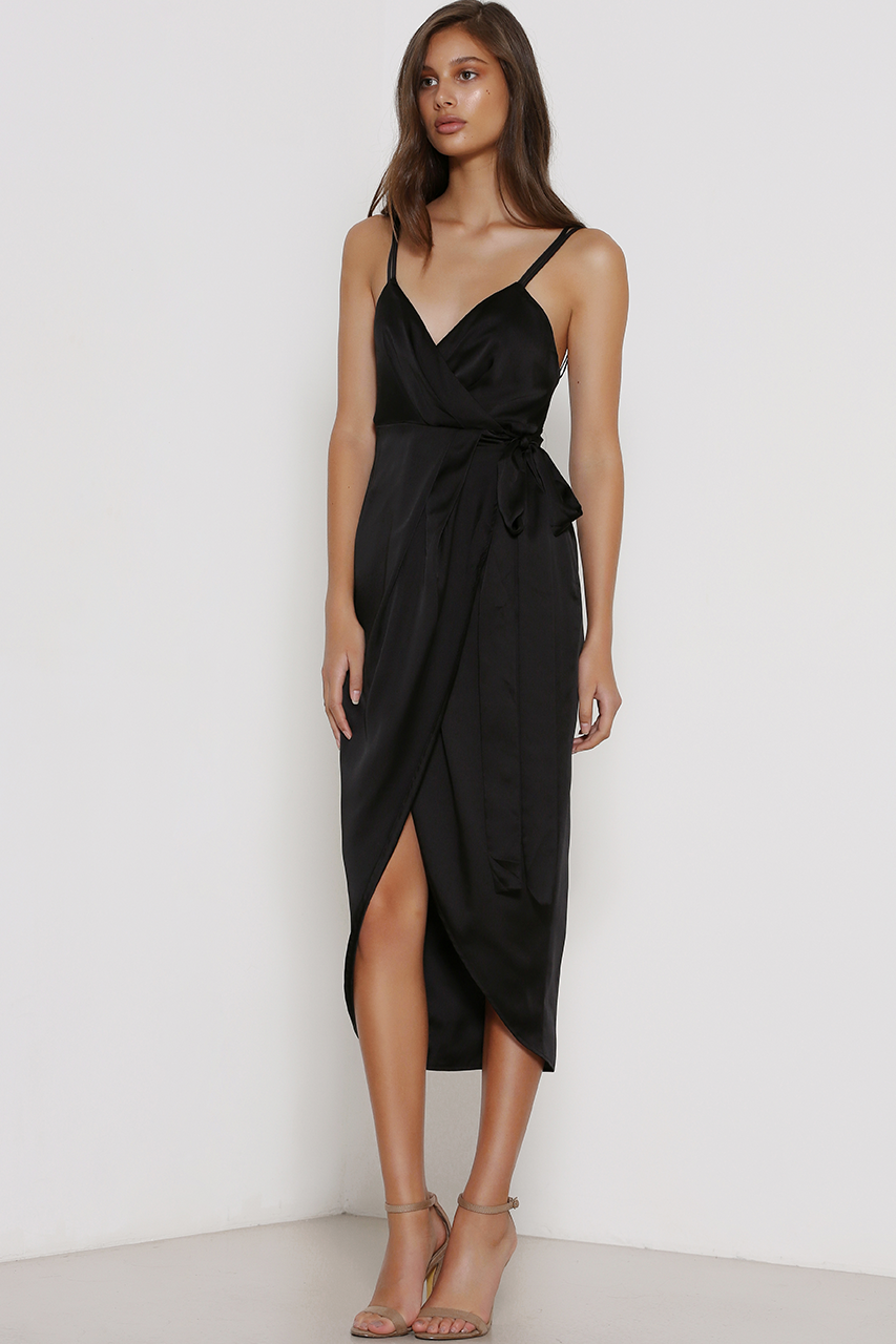 Express satin wrap sales dress