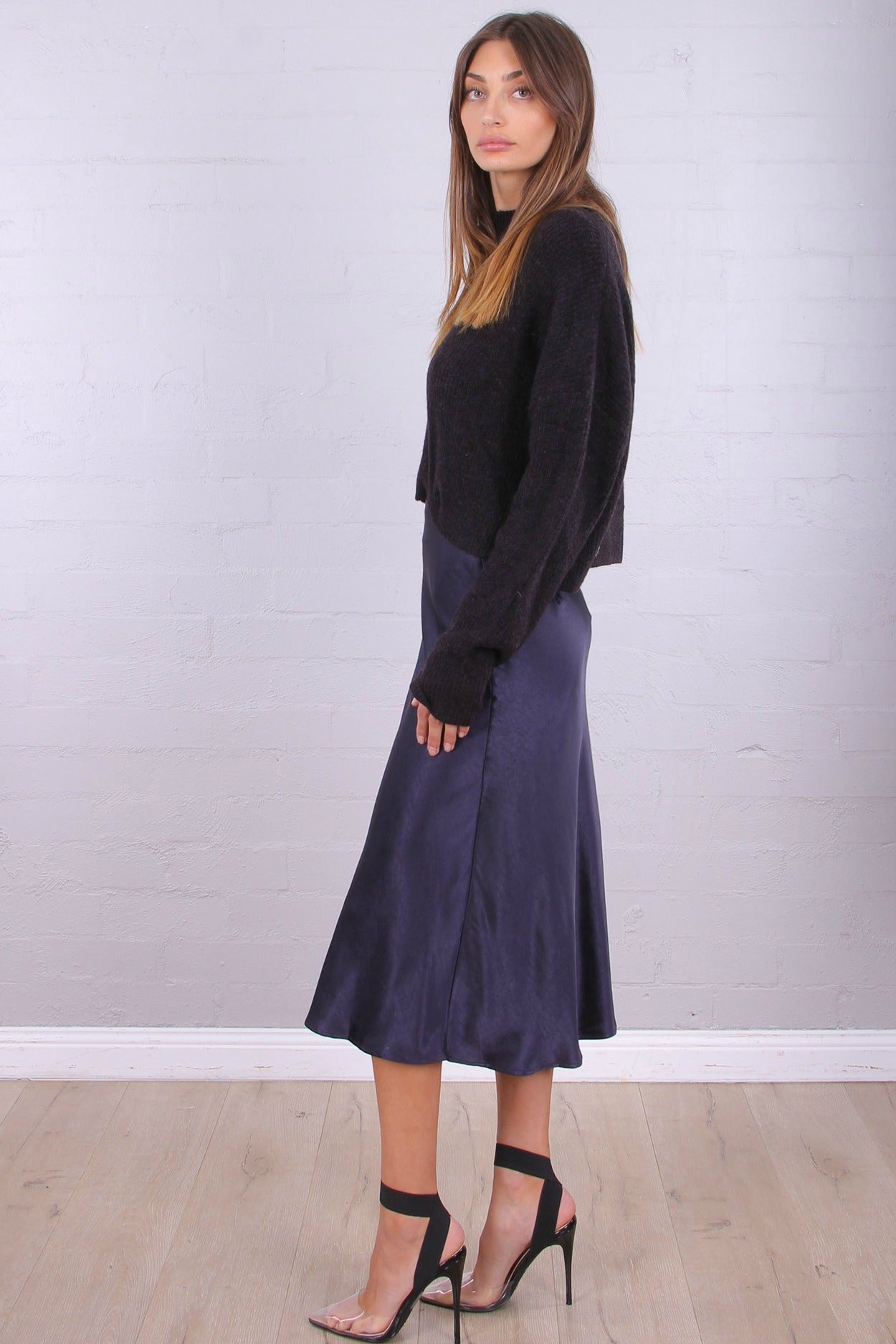 Ladies Satin Skirt Emerald Green