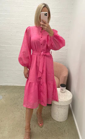 FL Basic-Serena Dress Hot Pink