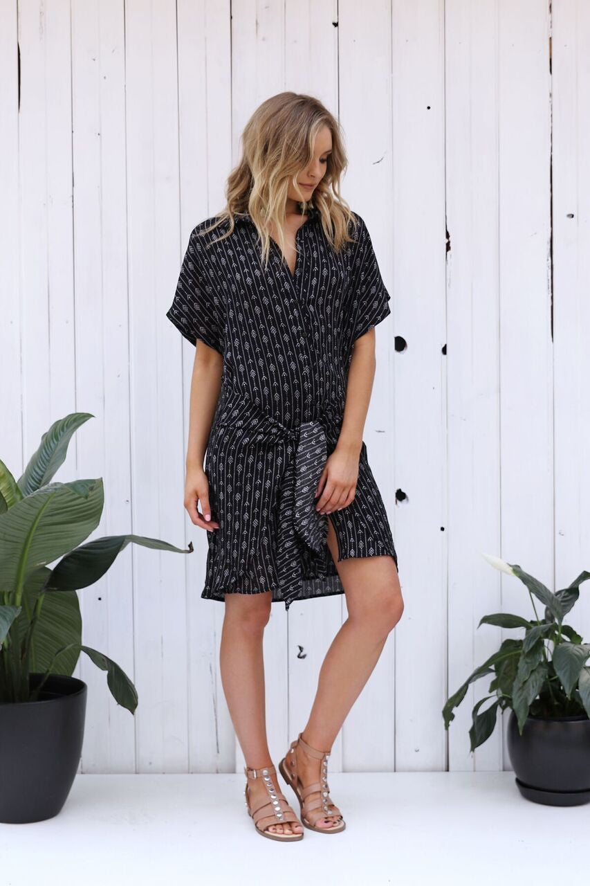 Lost in Lunar Crescent Moon Shirt Dress