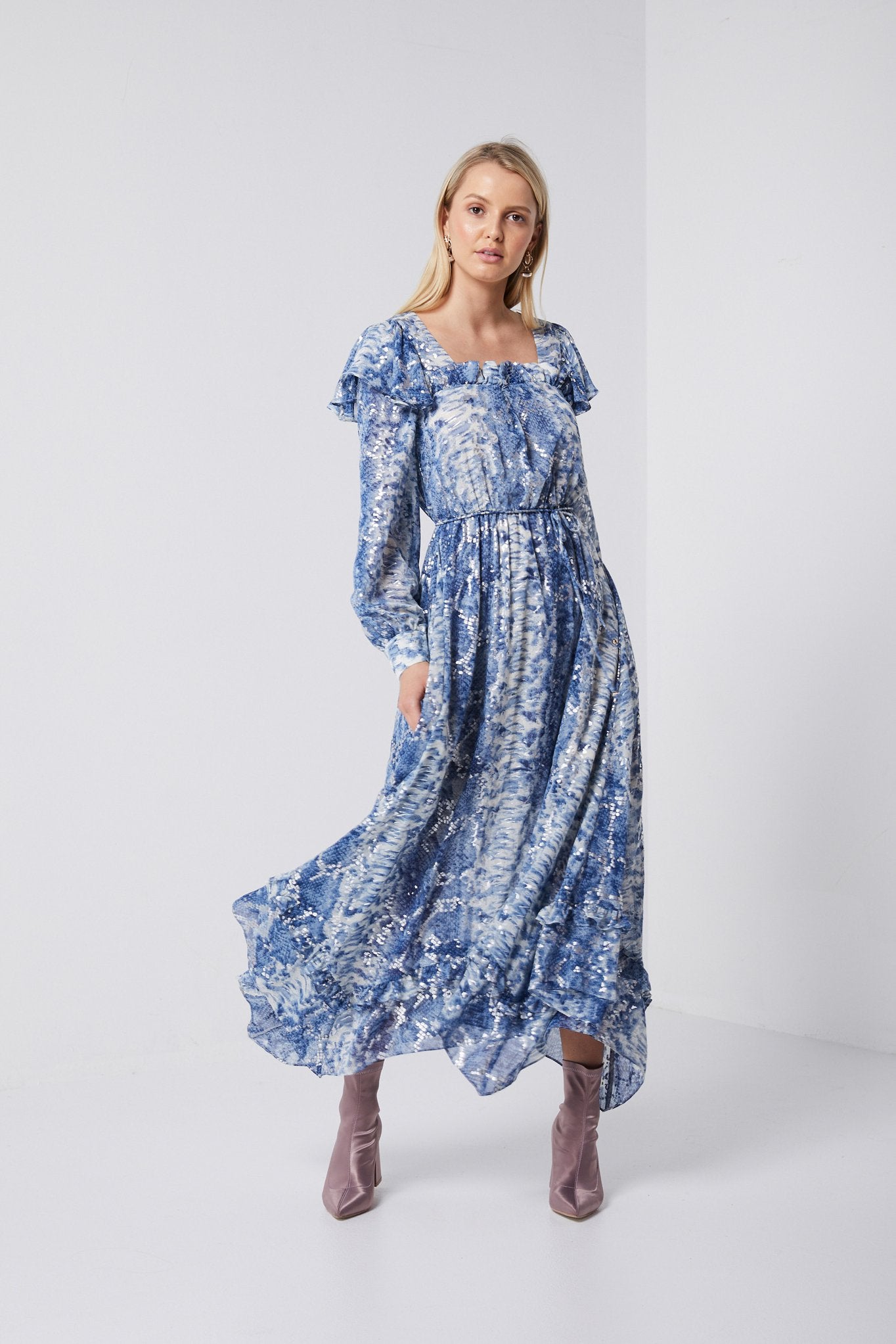 Blue long sleeve maxi-Elliatt-Signature Dress