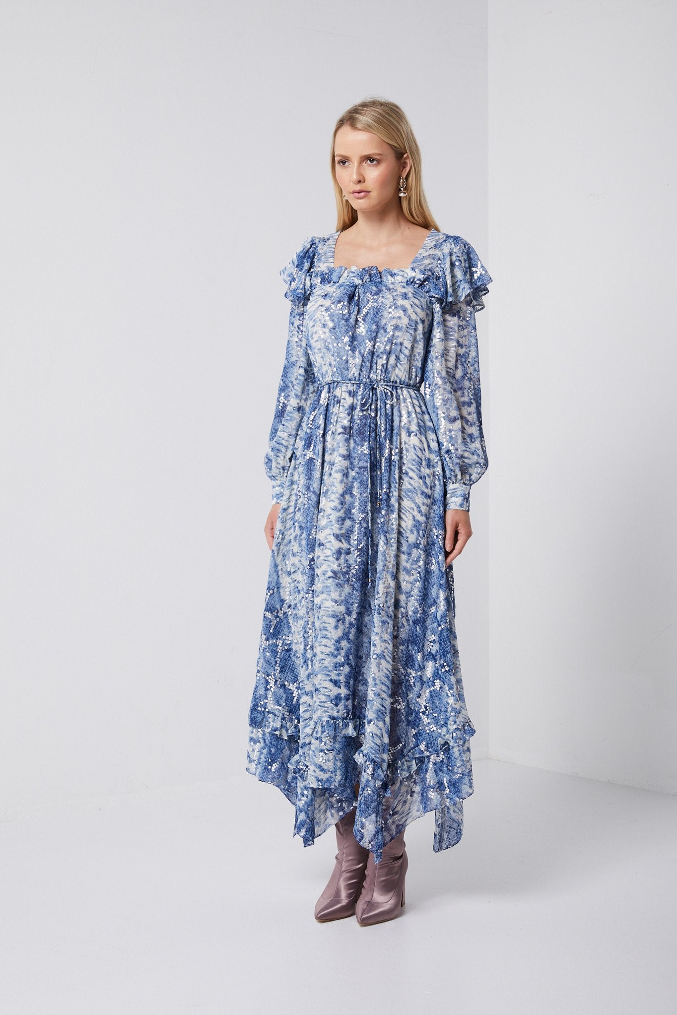 Blue long sleeve maxi-Elliatt-Signature Dress