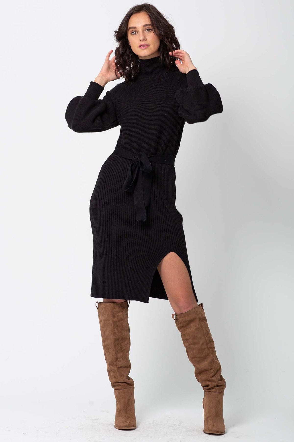 Milano Black Sweater Dress --Three of Something