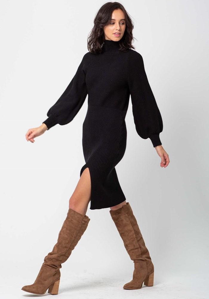 Milano Black Sweater Dress Three of Something Gigi Co