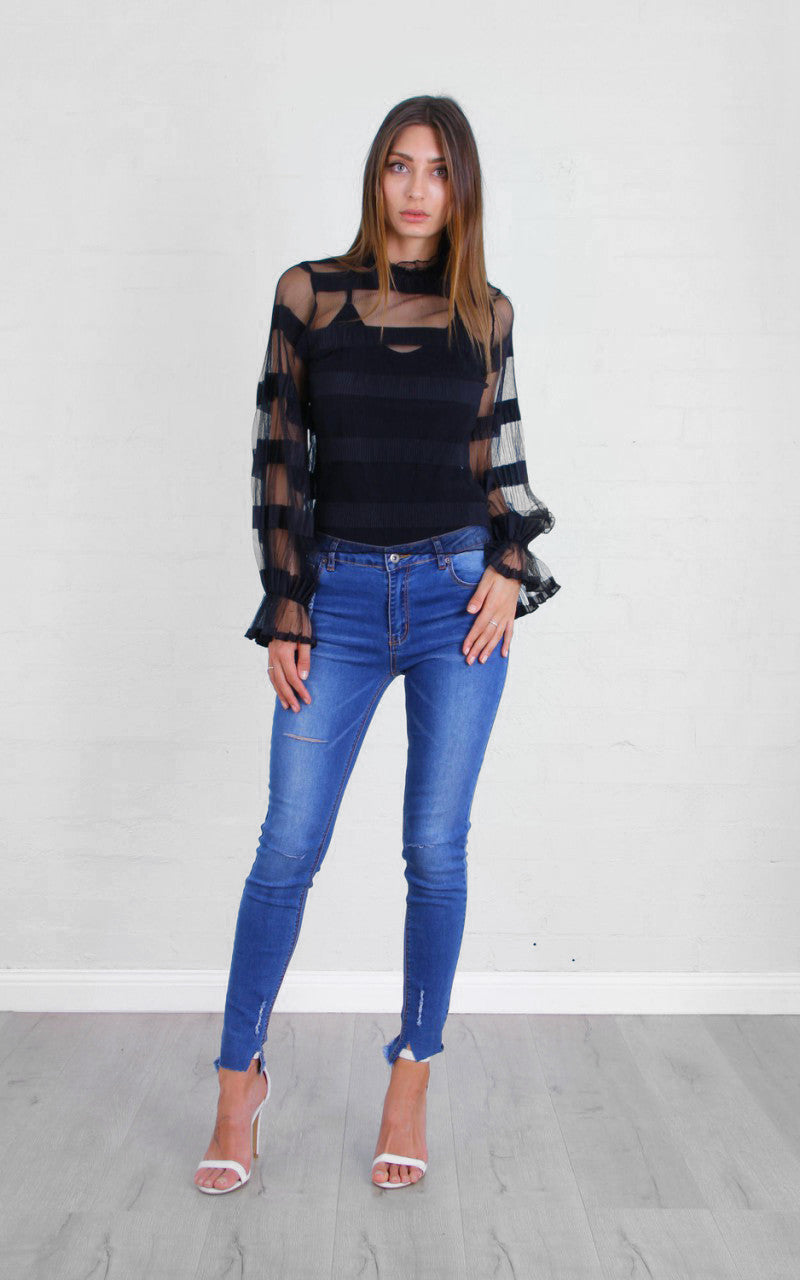 Rose Bullet Zephyrine Long Sleeve Mesh Top