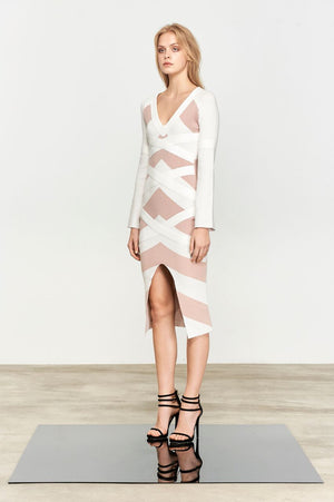 Bless'ed are the Meek Theo Knit Dress Latte Stripe