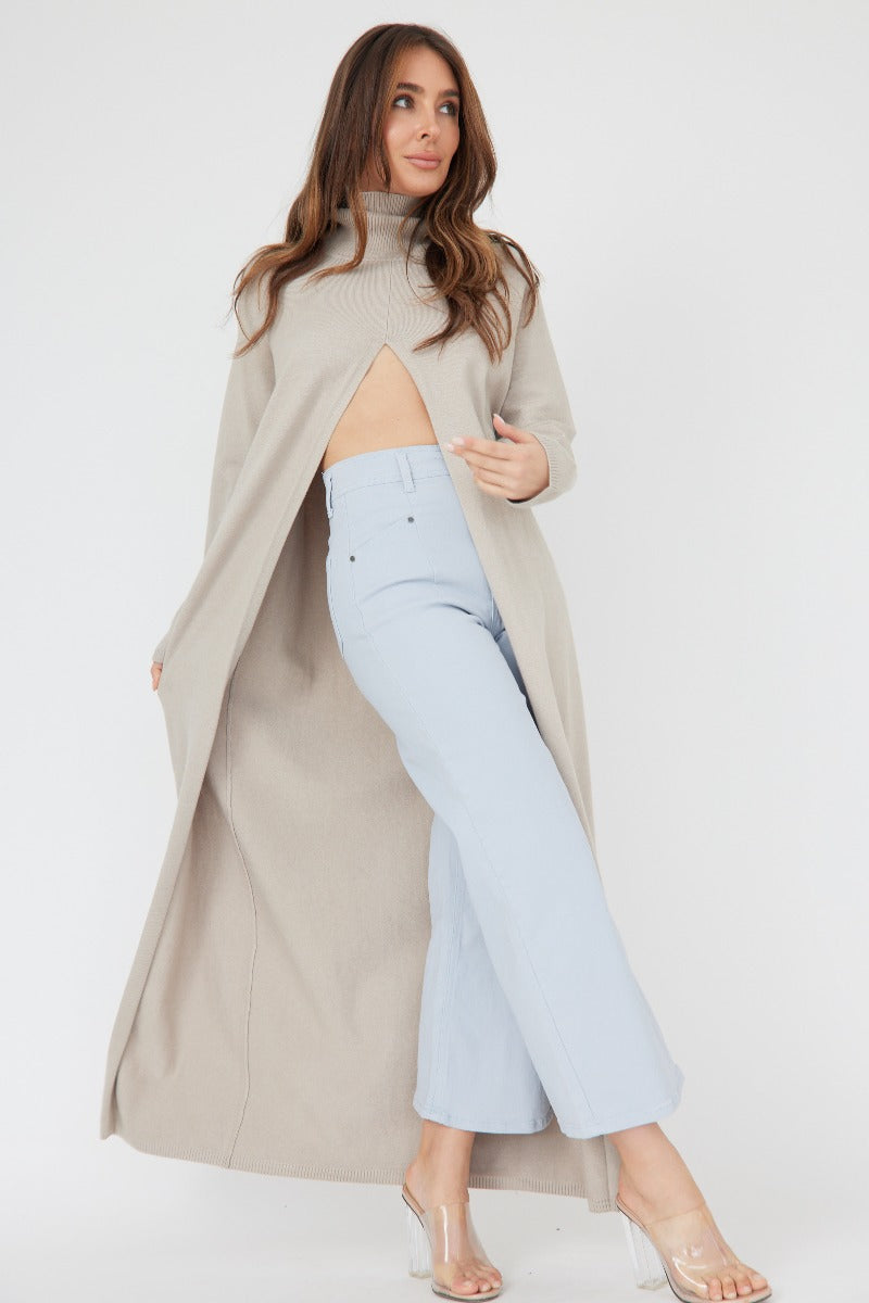 Long Beige Knitted Top-BTL-Trinny Knit