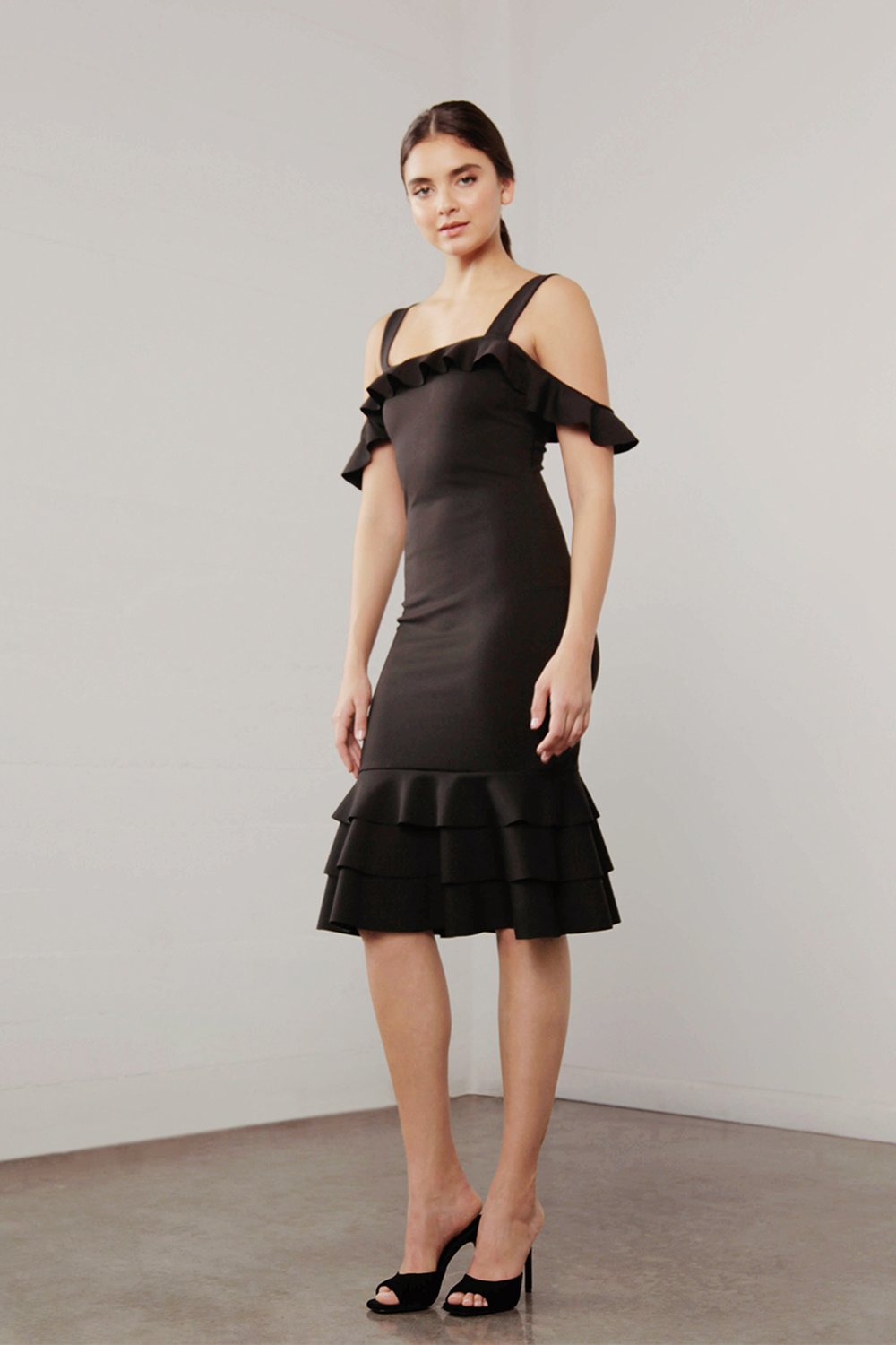 Black Ruffle hem Dress-Shilla-Utopia Dress
