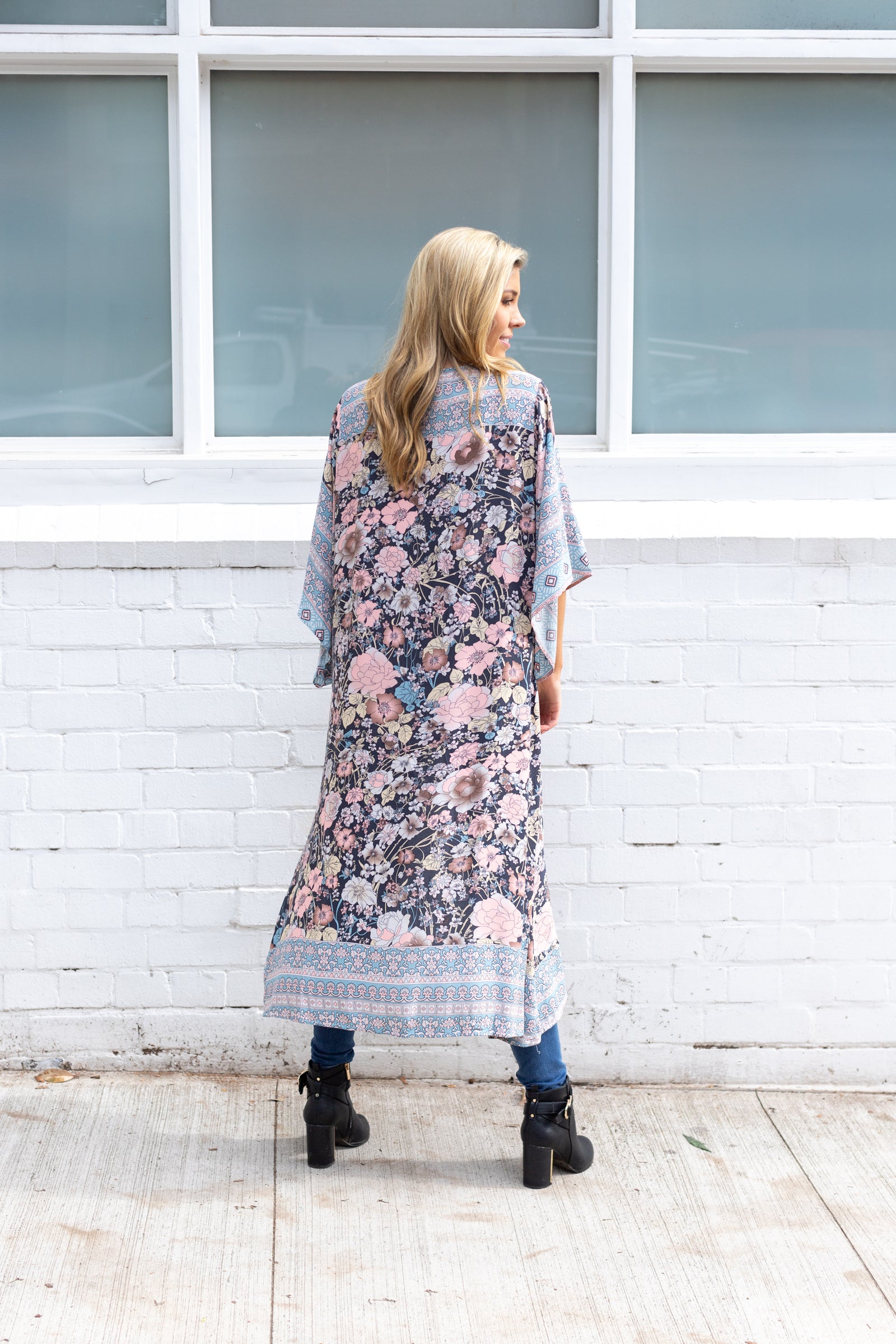 Dark Floral Kimono-Boho-Zara Kimono
