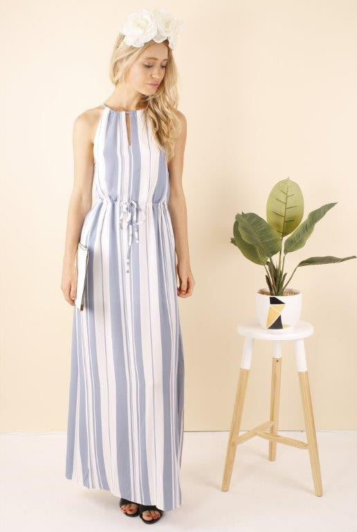 Ajoy Levora Victoria Striped Split Maxi Dress