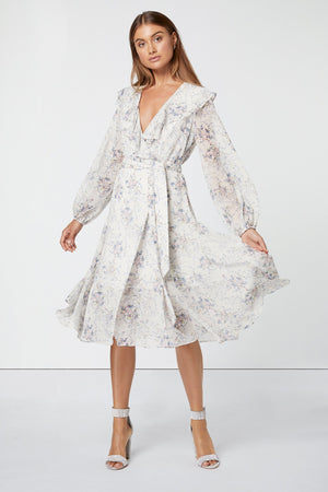 White floral wrap Dress-Elliatt-Chance Dress