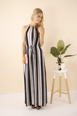 Victoria Striped Split Maxi Dress
