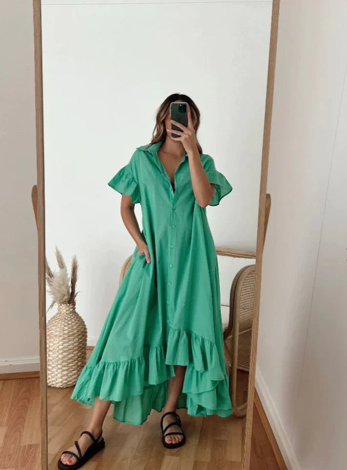 Fia Dress Green-Jatea the Label