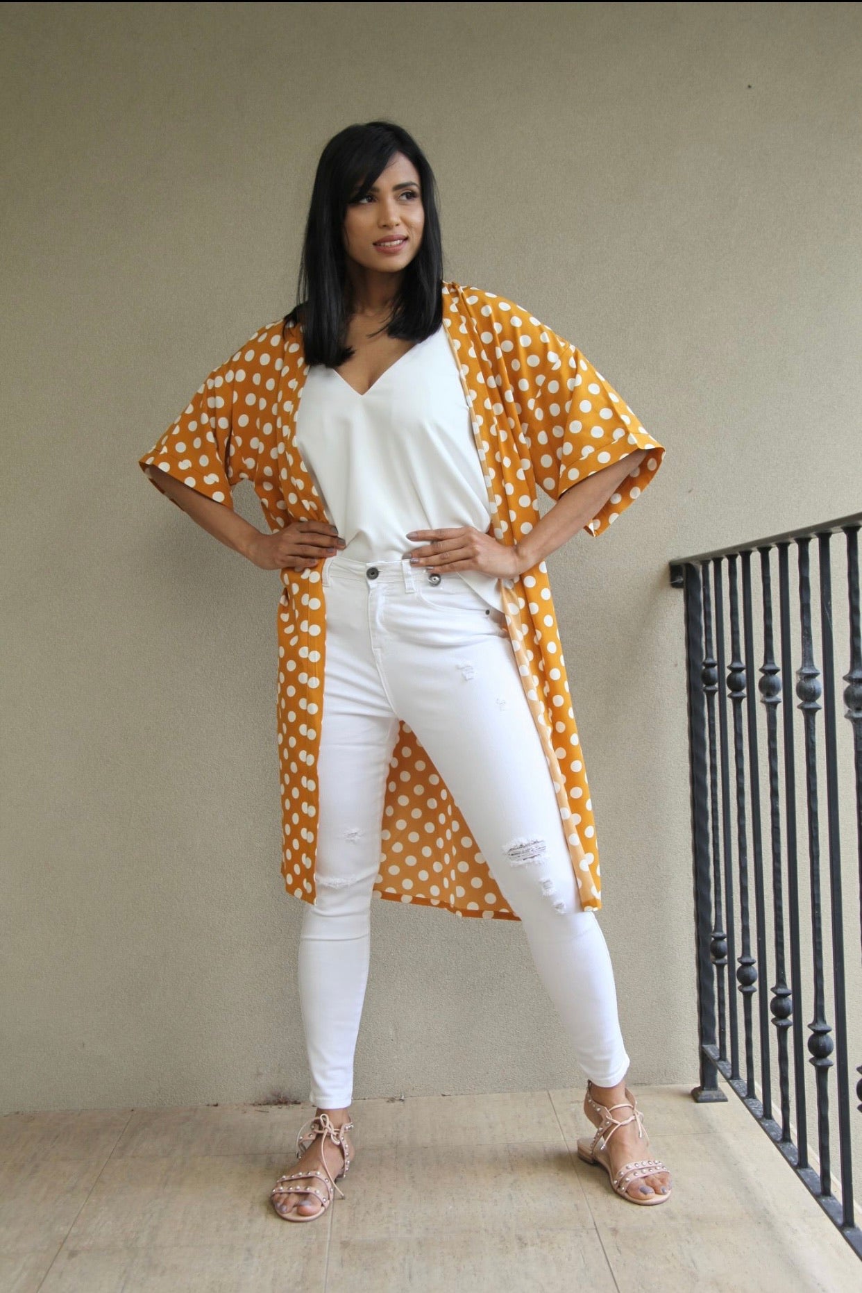 Mustard Polka Dot Kimono