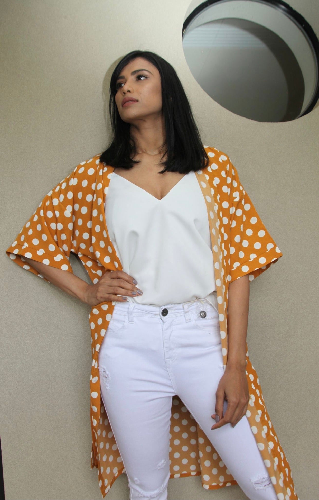 Mustard Polka Dot Kimono