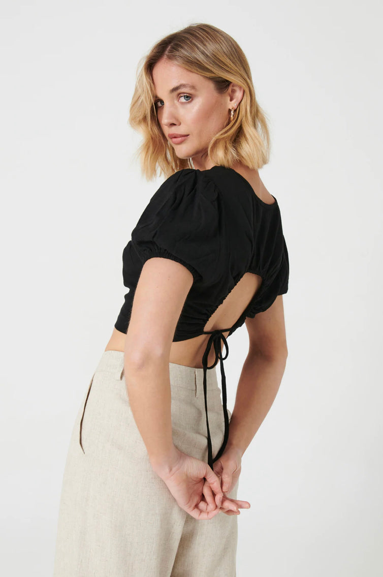 Cropped Black Top-MVN-Kitt Open Back Top