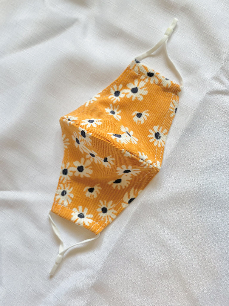 Washable Cotton Face Mask Yellow Daisy