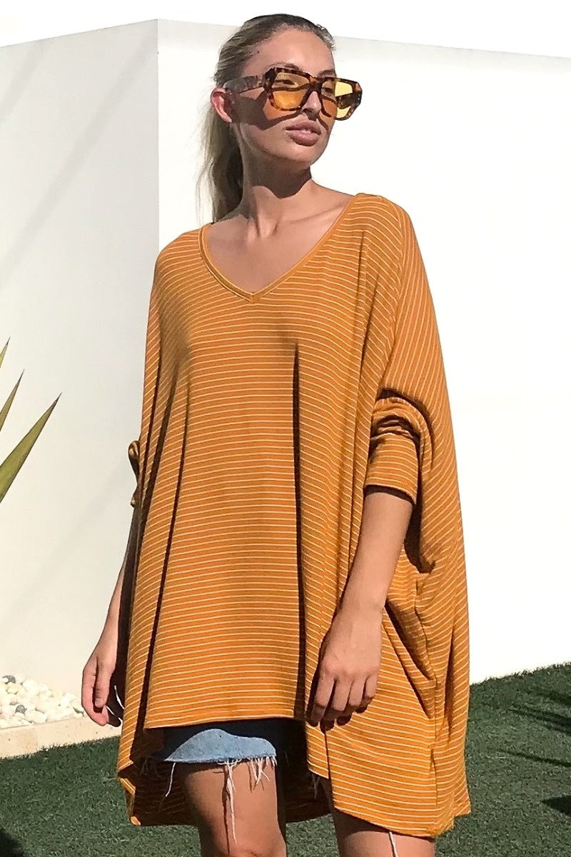 Ladies Oversized Top-Kiik Luxe-Blair Top Mustard