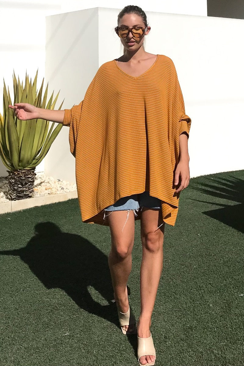 Ladies Oversized Top-Kiik Luxe-Blair Top Mustard