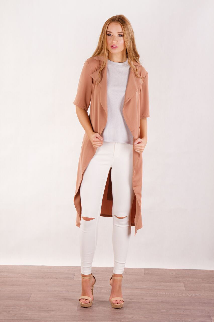 Ajoy Levora Bianca Waterfall Front Light Layering Coat