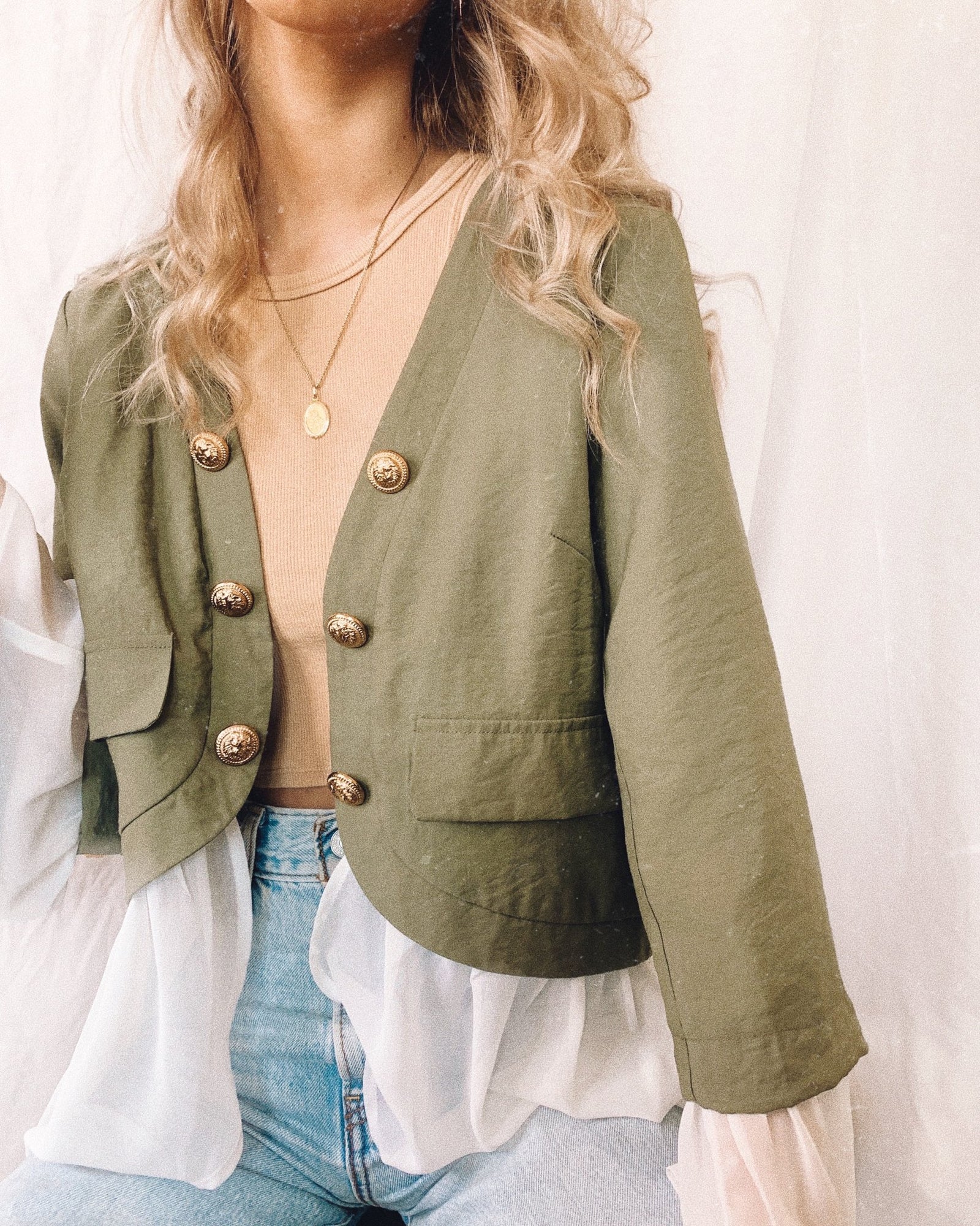 Khaki Jacket-Gold Buttons-Bagira-Peep Jacket